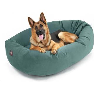 Majestic Pet 52 Tommer Micro Velvet Calming Hundeseng Vaskbar 52x35x11 (tommer) - Hyggelig bld rund donut-hundeseng med ryg til hovedsttte -Pet