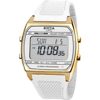 Boccia 3738-04 Uhr in Unisexgröße Digital Titan Weiß/Goldfarben