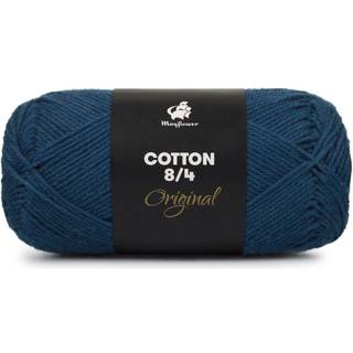 Mayflower Cotton 8/4 1423 Marineblå Indhold: 100% Bomuld Vægt/længde: 50 gram = ca. 170 meter Anbefalede pinde: 3.0-3.5 mm Anbefalede hæklenål: 2.5-3.0 mm Strikkefasthed: 10 x 10 cm = 27 m x 36 p Maskinvask 60ºC / Tørres fladt.