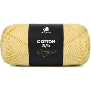Mayflower Cotton 8/4 1404 Lysegul Indhold: 100% Bomuld Vægt/længde: 50 gram = ca. 170 meter Anbefalede pinde: 3.0-3.5 mm Anbefalede hæklenål: 2.5-3.0 mm Strikkefasthed: 10 x 10 cm = 27 m x 36 p Maskinvask 60ºC / Tørres fladt.