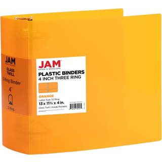 JAM PAPIR Plast 4 tommer Binder - Orange 3 Ring Binder - Slges enkeltvis