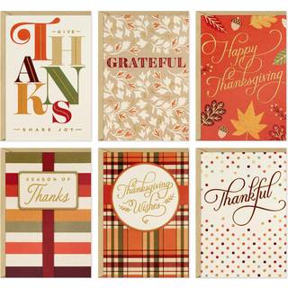 Hallmark Bulk Thanksgiving Card-sortiment (72 kort med konvolutter) Striber Blade Plaid