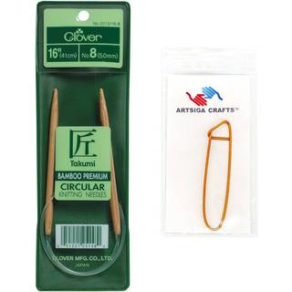 Clover Needlecraft Takumi bambus runde strikkepinde 16 tommer Strrelse 4/3,5 mm 3016/16 04 med stingholder