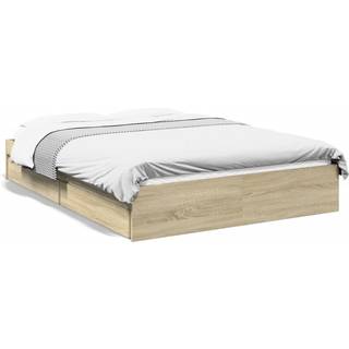 Sengeramme Med Skuffer Konstrueret Træ Brunt Egetræ - Sonoma-eg / 120 x 200 cm