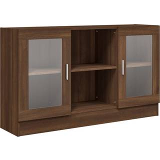 vitrineskab 120x30,5x70 cm konstrueret træ brun egetræsfarve