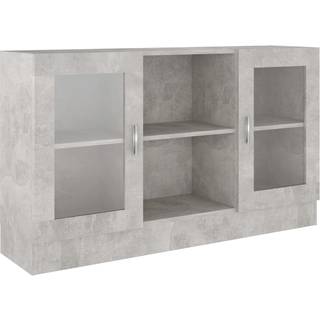 vitrineskab 120x30,5x70 cm konstrueret træ betongrå