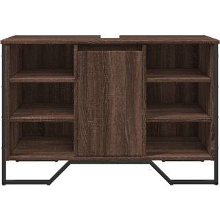 underskab til håndvask 91x35x60 cm konstrueret træ brunt eg