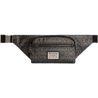 Dolce&Gabbana Small logo jacquard belt bag - black - One Size