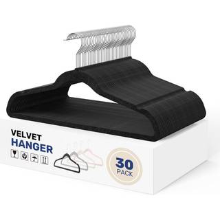 YSSOA 30 PACKS Velvet Hangers Non Slip Space Saving Suit Hangers Heavy Duty Clothes Hangers With 360 Rotatable Hook For Coats Pants Black
