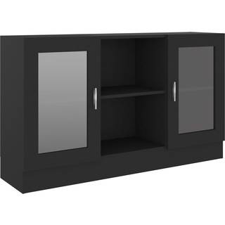 Skænk 120X30,5X70 Cm - Sort / Konstrueret træ og glas