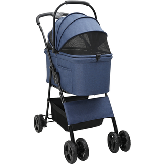 Sammenklappelig kæledyrsvogn Indstillelig Blå 81 x 47 x 99 cm