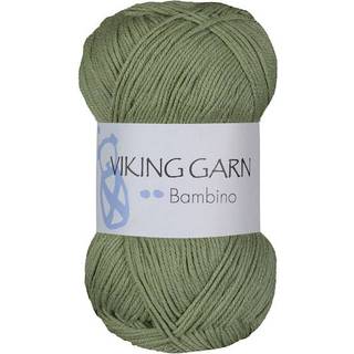 Viking Bambino 434 Oliven Indhold: 50% Bambus, 50% bomuld Vægt/længde: 50 g = ca. 176 meter Anbefalet pind:3 mm Anbefalet hæklenål:2.5 mm Strikkefasthed: 10 cm = 28 m Vask:40°C / Tørres fladt.
