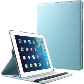iPad 4 / 3 / 2 - EIDERWOOD Kunstlæder Flip Cover m. Elastik & Roterbar Funktion - Lyseblå