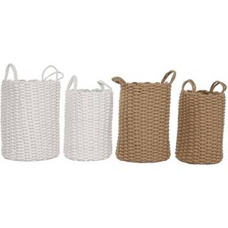Kurvesæt Home ESPRIT Hvid Beige Tov 30 x 30 x 43 cm 2 Dele (2 enheder)
