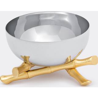 L'Objet Serving And Trays - 'Bambou' bowl, small in Gold, Platinum Stainless steel