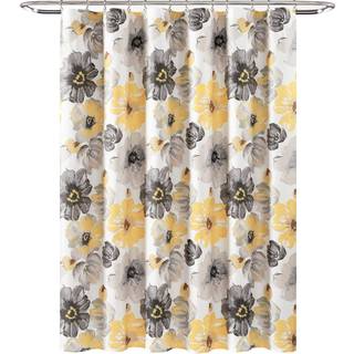 Lush Decor Leah bruseforhæng - Elegant blomsterprint store blomsterblomster og smuk kombination af farver spa -oplevelse - Standard bruseforhæng