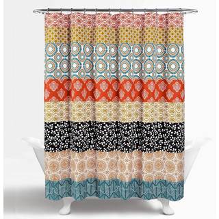 Lush Decor Bohemian Stripe Broes Gardain 72 """" W X 72 """" L turkis & orange - Fortryllende og fed farverig design perfekt til Boho badeværelseindr
