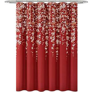 Frodig indretning grædende blomsterbruser gardin 72 i x 72 in (h x w) rød