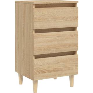 sengeskab m. massive træben 40x35x69 cm sonoma-eg