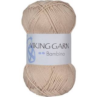 Viking Bambino 407 Beige Indhold: 50% Bambus, 50% bomuld Vægt/længde: 50 g = ca. 176 meter Anbefalet pind:3 mm Anbefalet hæklenål:2.5 mm Strikkefasthed: 10 cm = 28 m Vask:40°C / Tørres fladt.