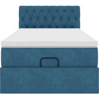 osmannisk sengeramme med madras 90x190 cm fløjl mørkeblå