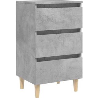 Sengeskab M. Massive Træben 40X35X69 Cm - 1 / Betongrå