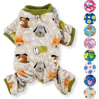 Hundepyjamas Bl?d varm fleece jumpsuit S?dt k?ledyrst?j til sm? og mellemstore k?ledyr XXS - L (beige hunde L: L?ngde - 18"""" Bryst 22"""" - 26"""")