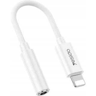Yesido Lightning til 3,5 mm Aux Hun Lydadapter, 30 cm - Hvid
