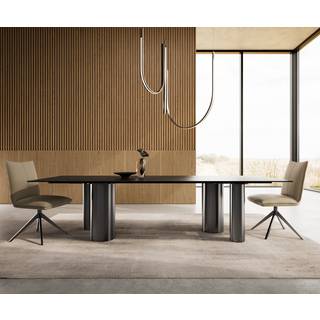 Esstisch Edge 300x100 Keramik Laminam®Noir Desir Braun Pilier Edelstahl Graphit