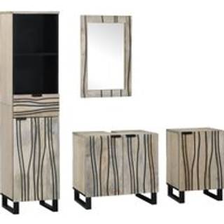 Badeværelsesmøbel sæt 4 pcs Valnøddebrun Konstrueret træ