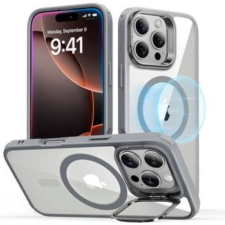 iPhone 16 Pro - ESR Classic Hybrid Cover m. Kickstand - MagSafe Kompatibel - Gennemsigtig / Grå