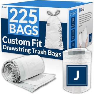 Reli. Custom Fit J papirkurvposer (225 tælling) Passer til SimpleHuman Code J-tasker 30-45 L 8-12 Gal | Drawstring papirkurven | Hvid 8 gallon pa