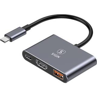 SiGN USB-C Hub til USB-A 3.0 / USB-C PD 100W / HDMI 4K@30Hz