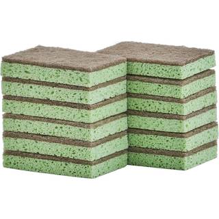 Superio ikke-scratch cellulosesvampskrub (12-pakke) tunge køkken svampe skrubbere med skurepude (grøn)