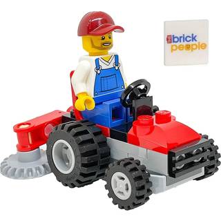 Lego City: Gardener Minifigure On Lawn Tractor - Landscaper