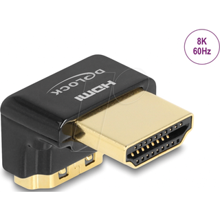 Delock HDMI Han-til-Hun-adapter 90° vinklet nedad 8K@60 Hz