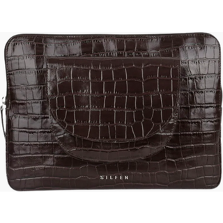 Selma Computer Sleeve - Brown Croco - Silfen Studio - Brun One Size