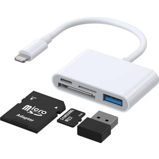 SIGN 4-i-1 Lightning til USB-A, SD/TF, Lightning - Hvid