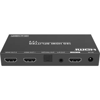 NÖRDIC 4K HDMI 2.0b Splitter 1 til 2 & Extractor Optisk SPDIF & Stereo HDR EDID Dolby True HD, Digital Plus, DTS-HD Master