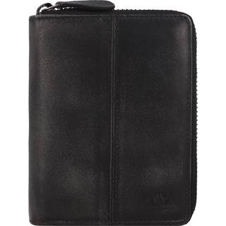 Geldbörse Leder 10x13cm mit Reißverschluss "Destressed" silver grey