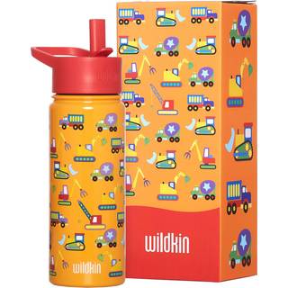 Wildkin Kids 18 oz rustfrit stål vandflaske - BPA -fri lækagesikker isoleret let rengøring - under opførelse