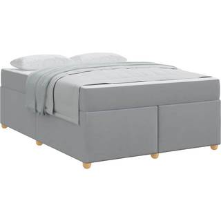 Sengestel Med Madras Lysegrå 140 X 200 Cm Stof