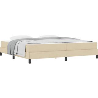 Box Spring Seng Med Madras Creme 200 X 200 Cm Stof