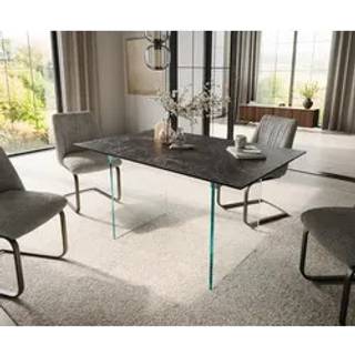 Esstisch Edge 140x90 Keramik Laminam®Nero Greco Anthrazit Gestell Glas