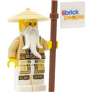 LEGO NINJAGO: Sensei Wu Minifigure med kamppersonale solbrune kjortler og flettet hestehale
