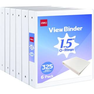 Deli 1,5-tommer 3 ringbindemiddel med 2 indvendige lommer 325 ark kapacitet 1