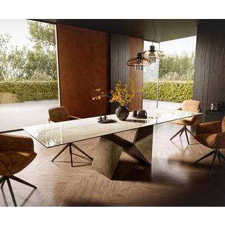 Esstisch Edge 300x100 Keramik Laminam® Onice Oro Origami Metallic Gold - Onice Oro Gold-Gelb