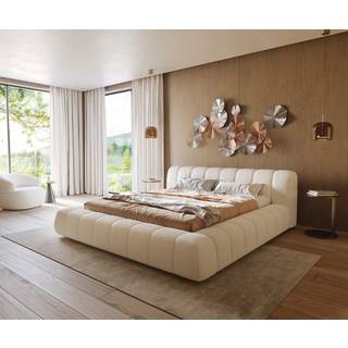 Polsterbettgestell Cutio 180x200 cm Bouclé Creme-Weiß - Creme-Weiß
