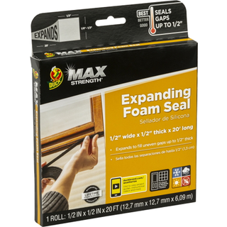 Duck Max styrke Udvidet skumforsegling til d?re og vinduer .5 tommer x .5 tommer. X 20 ft udvides til at passe uj?vne huller op til 1/2 tommer ty