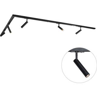 Modernt skinnesystem med 5 sorte spotlights 1-faset - Iconic Ivy